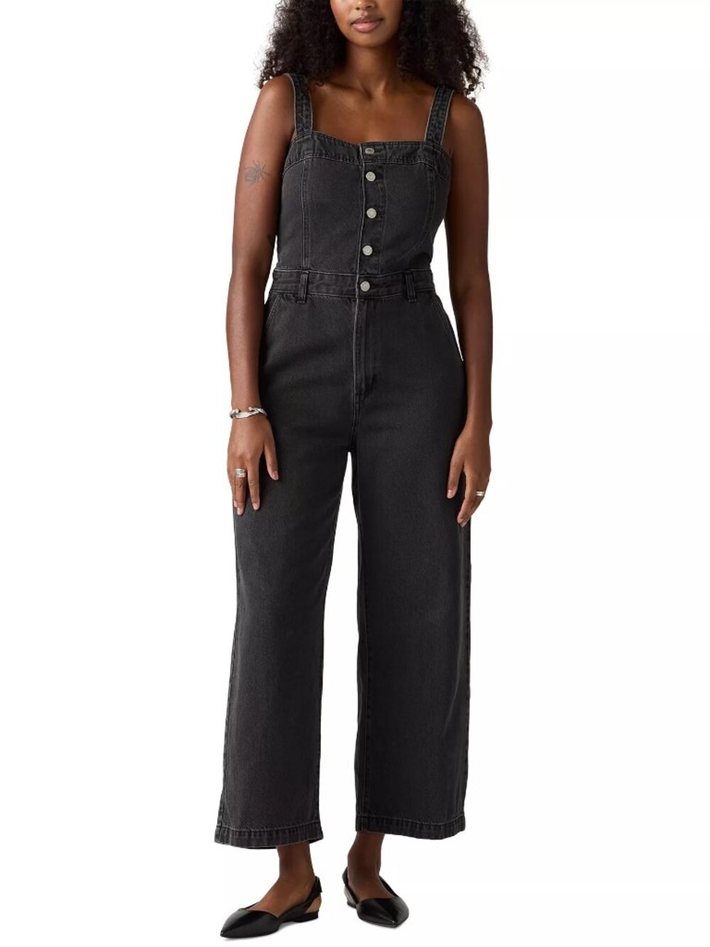 NEW Levi's Black Denim Button Front Drea Jumpsuit